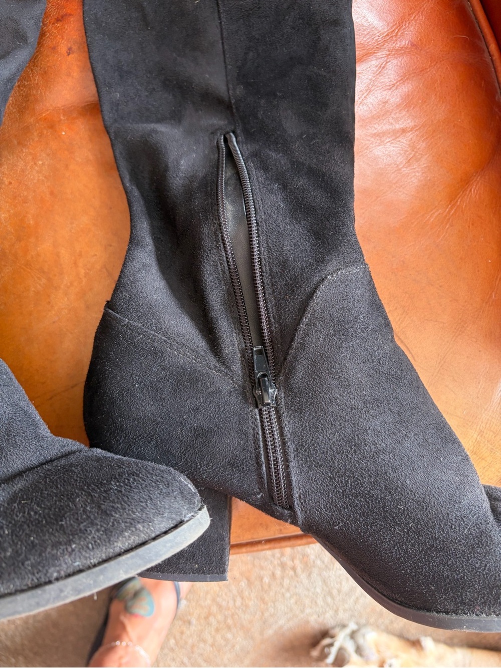 Call It Spring Black Over-The-Knee Suede Block Heel Boots - Picture 2 of 4